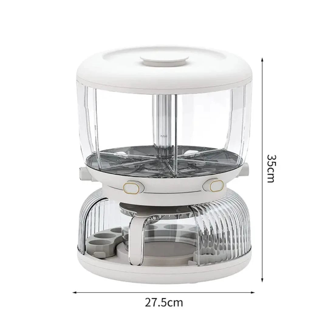 Partitioned Cereals Dispensers with Egg Holder 12kg Capacity Airtight Rotating Storage Cereal dispenser Food Storage Containers