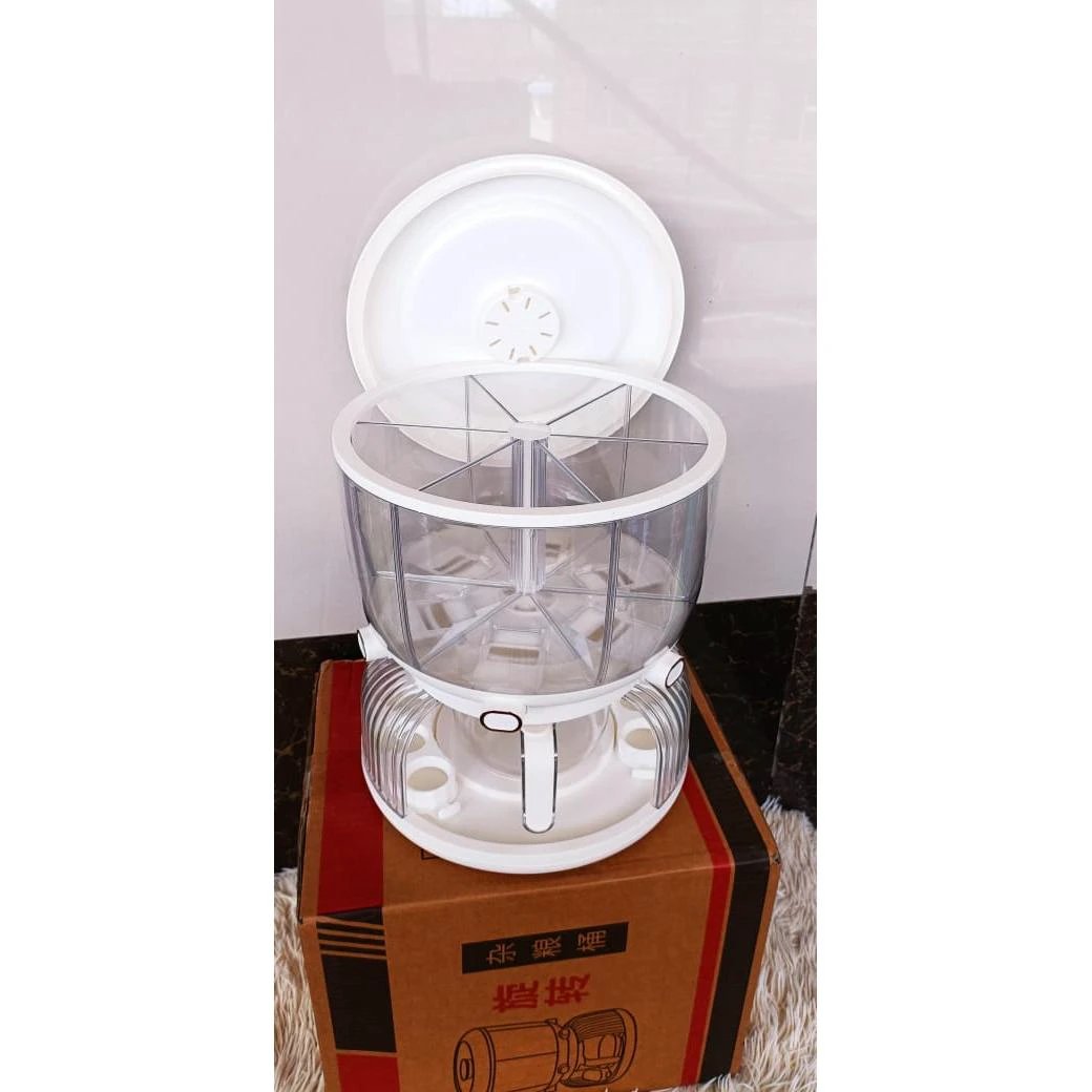 Partitioned Cereals Dispensers with Egg Holder 12kg Capacity Airtight Rotating Storage Cereal dispenser Food Storage Containers