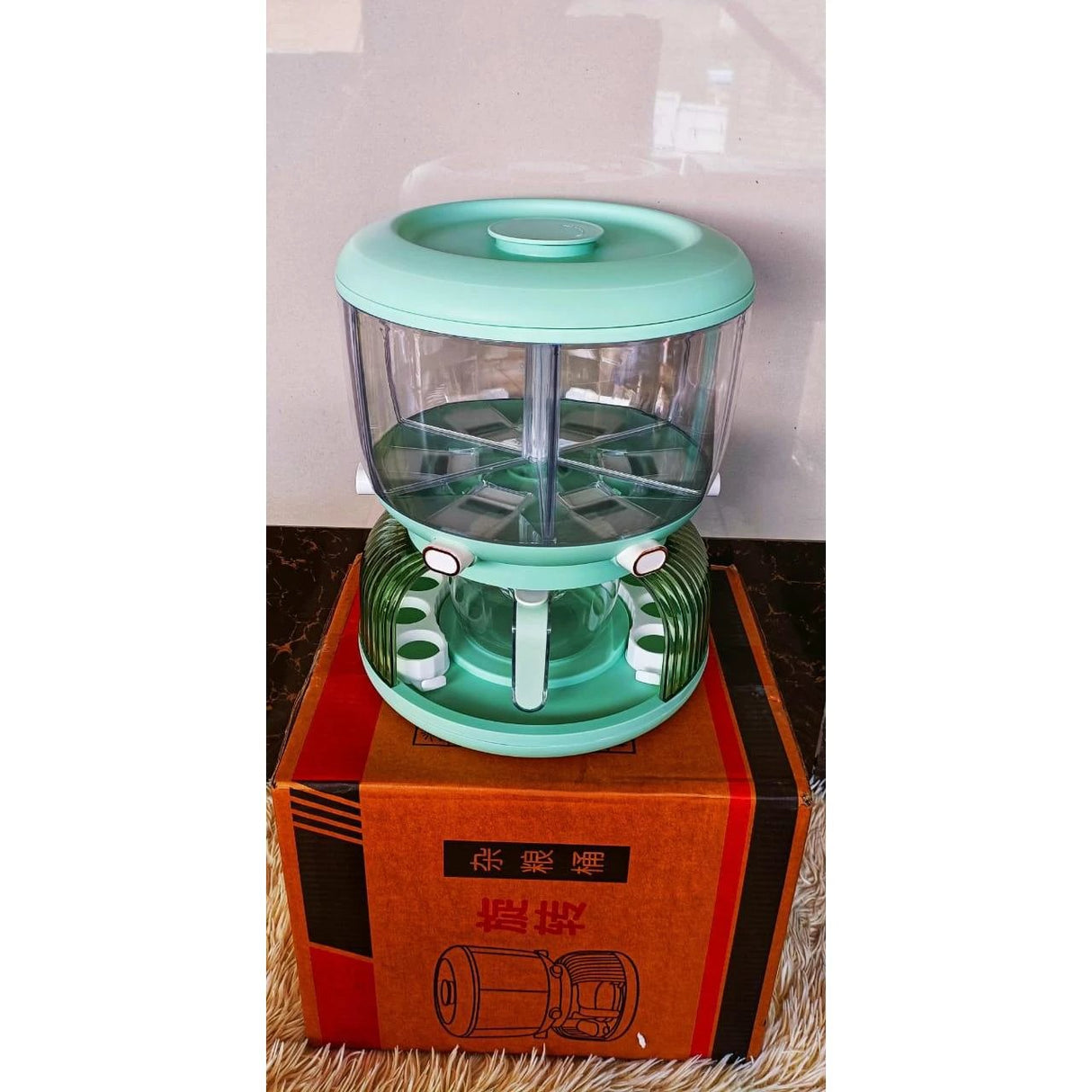Partitioned Cereals Dispensers with Egg Holder 12kg Capacity Airtight Rotating Storage Cereal dispenser Food Storage Containers