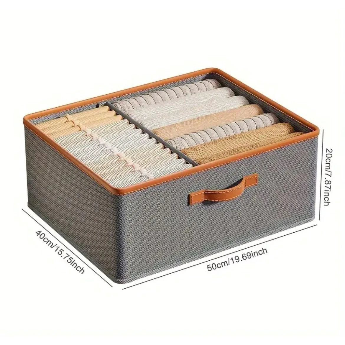 Partitioned Closet Organizers Foldable Fabric Storage Boxes in Beige & Grey Closet Organizers