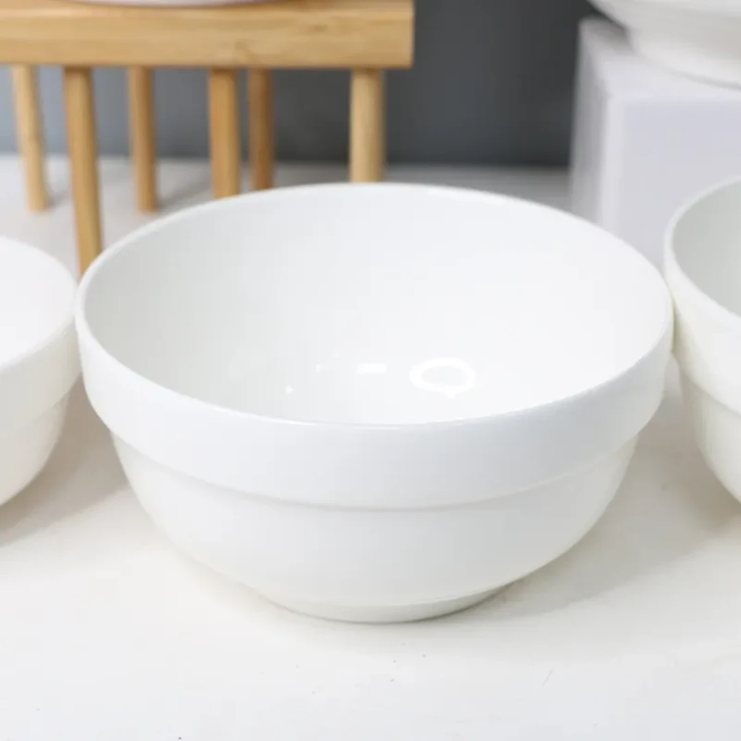 Plain White Ceramic Bowls Set of 6pcs 6inch for Daily Dining and Serving. Bowls