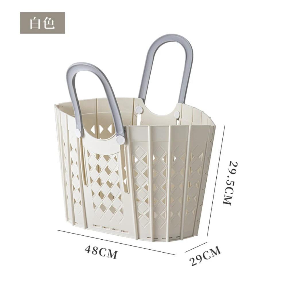 Plastic Handheld Folding Dirty Clothes Basket Portable Clothes Storage Basket For Laundry Room | 48 cm x 29 cm x 29.5 cm | Laundry Room Use Laundry Supplies Laundry Baskets