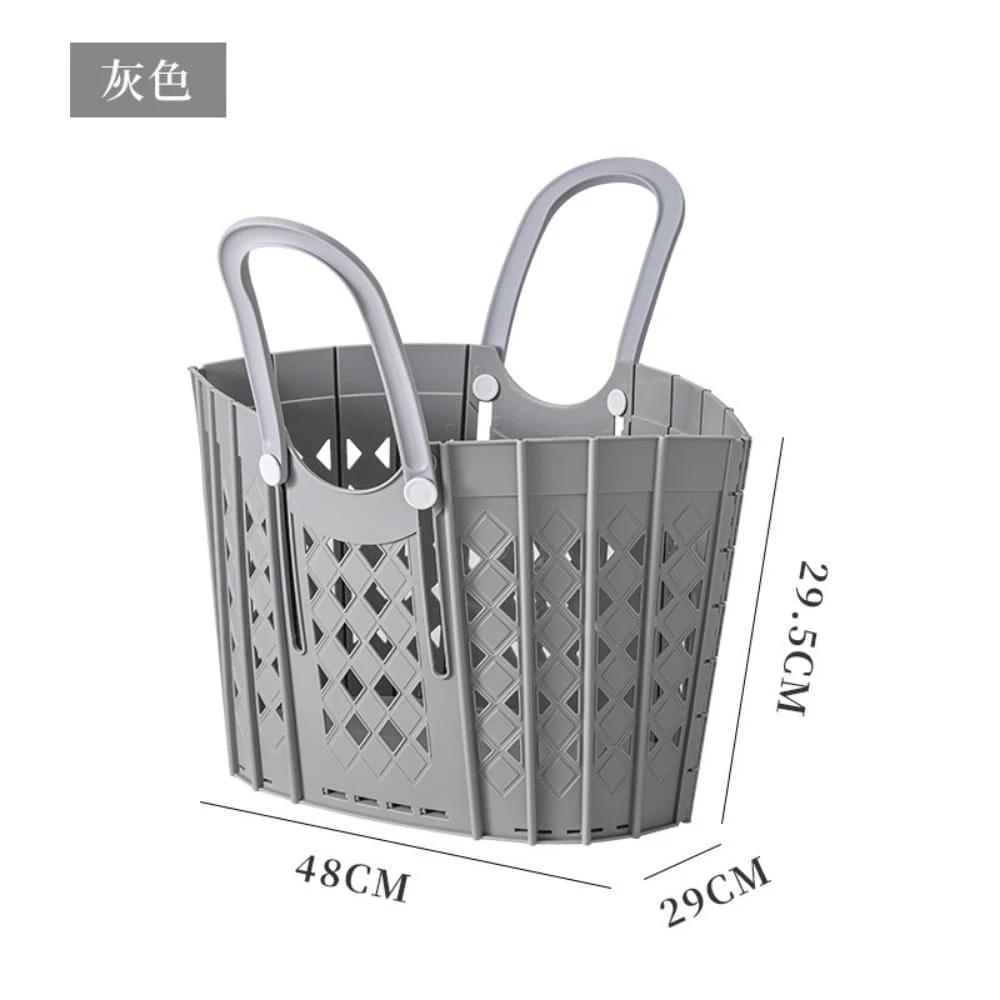 Plastic Handheld Folding Dirty Clothes Basket Portable Clothes Storage Basket For Laundry Room | 48 cm x 29 cm x 29.5 cm | Laundry Room Use Laundry Supplies Laundry Baskets