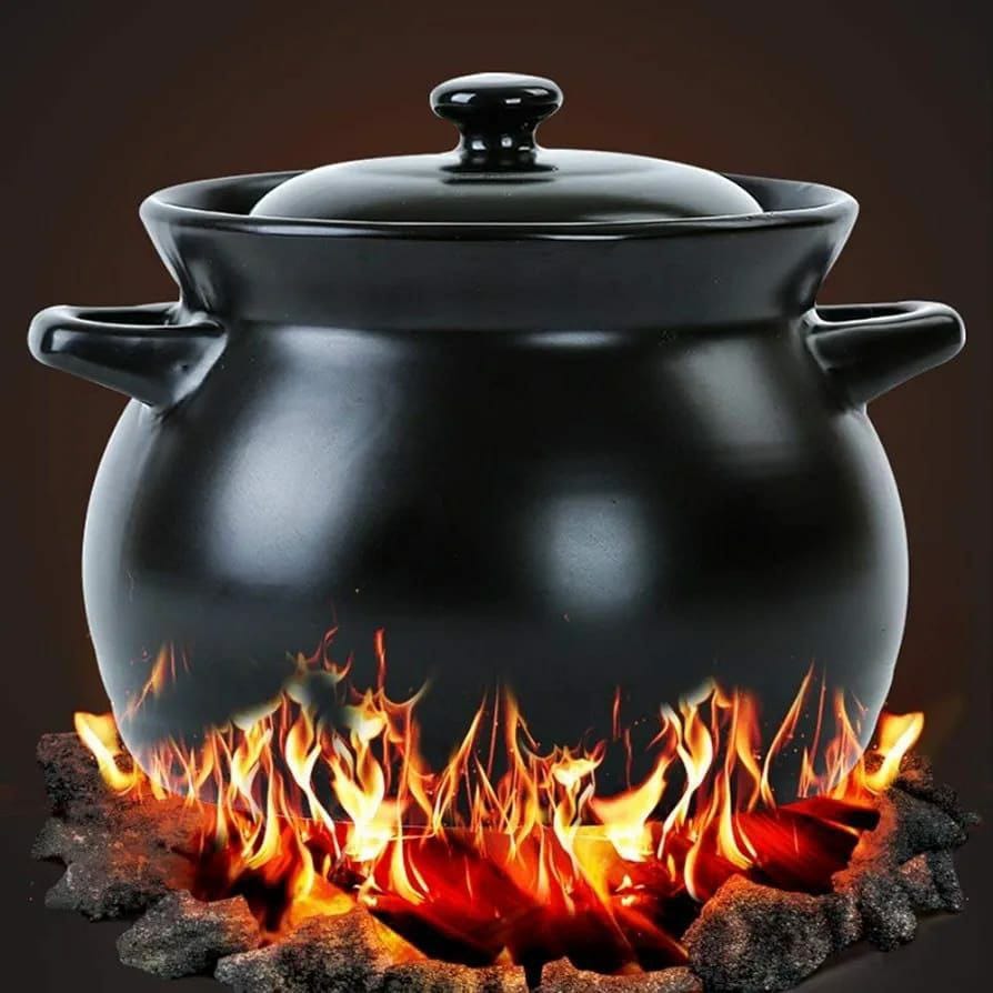 Porcelain Cooking Pot Compatible with Gas Induction and Charcoal Stoves