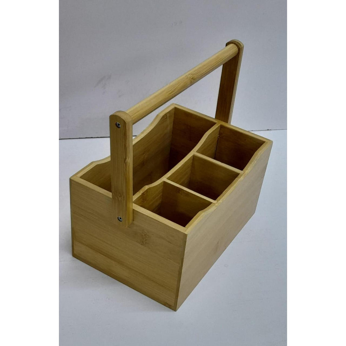 Portable Bamboo Countertop Cutlery Organizer with Handle