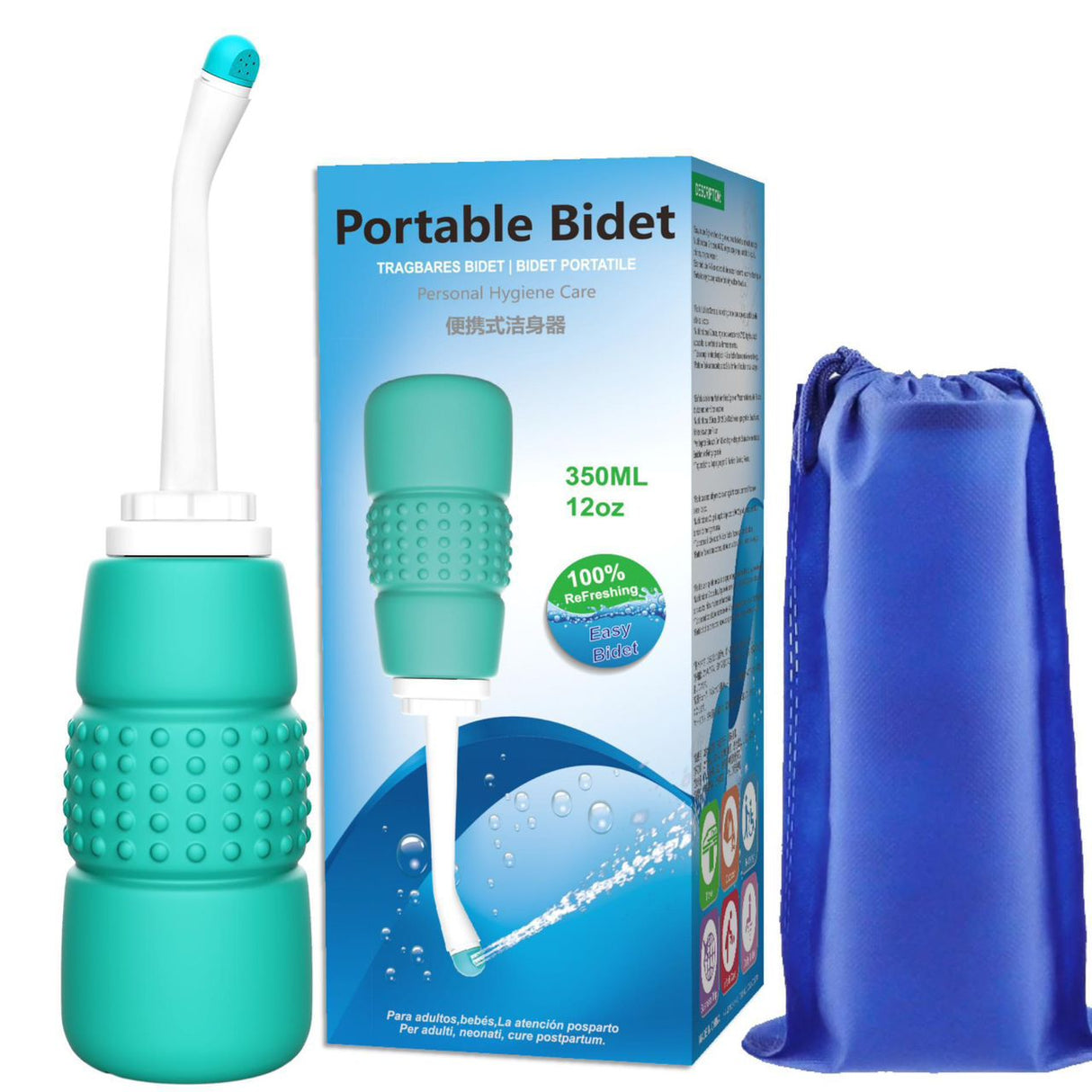 Portable Bidet 350ml with Dual Nozzles and Antislip Handle