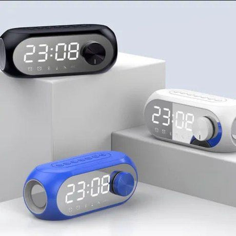 Portable Digital Alarm Clock with Bluetooth Speakers USB Charging Table Clock for Bedroom & Travel