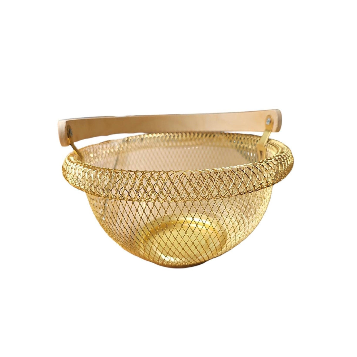 Portable Mesh Fruit Basket Storage Organizer with Wooden Handle | Kitchen | Dining Room | Living Room Home Storage