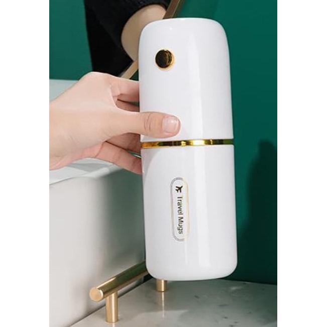 Portable Travel Toothbrush Storage Case with Double Cups Convenient Toothpaste & Mouthwash Set