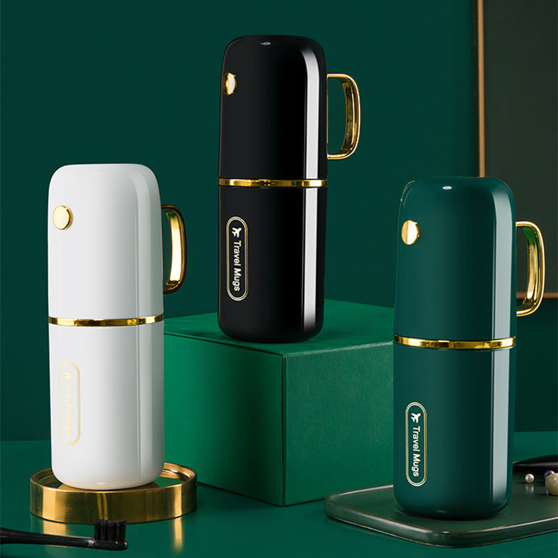 Portable Travel Toothbrush Storage Case with Double Cups Convenient Toothpaste & Mouthwash Set