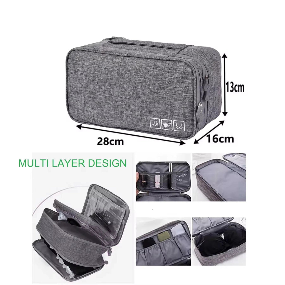 Portable Travel Undergarment Organizer – Multi-Compartment Storage Pouch for Bras, Panties & Toiletries (Large Size) Travel Accessories Travel Pouches