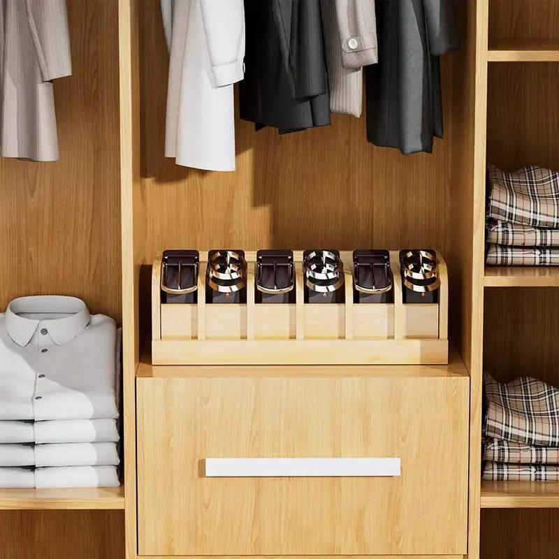Premium Bamboo Belt Organizer 35x15x11cm Closet Organizers Closet Organizers