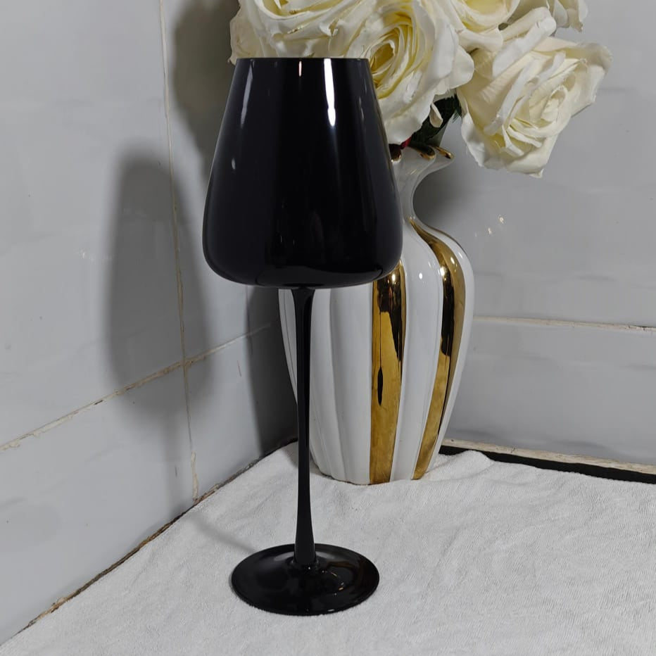 Premium Long Stem Black Wine Glasses – 2pcs, 600ml & 720ml Options
