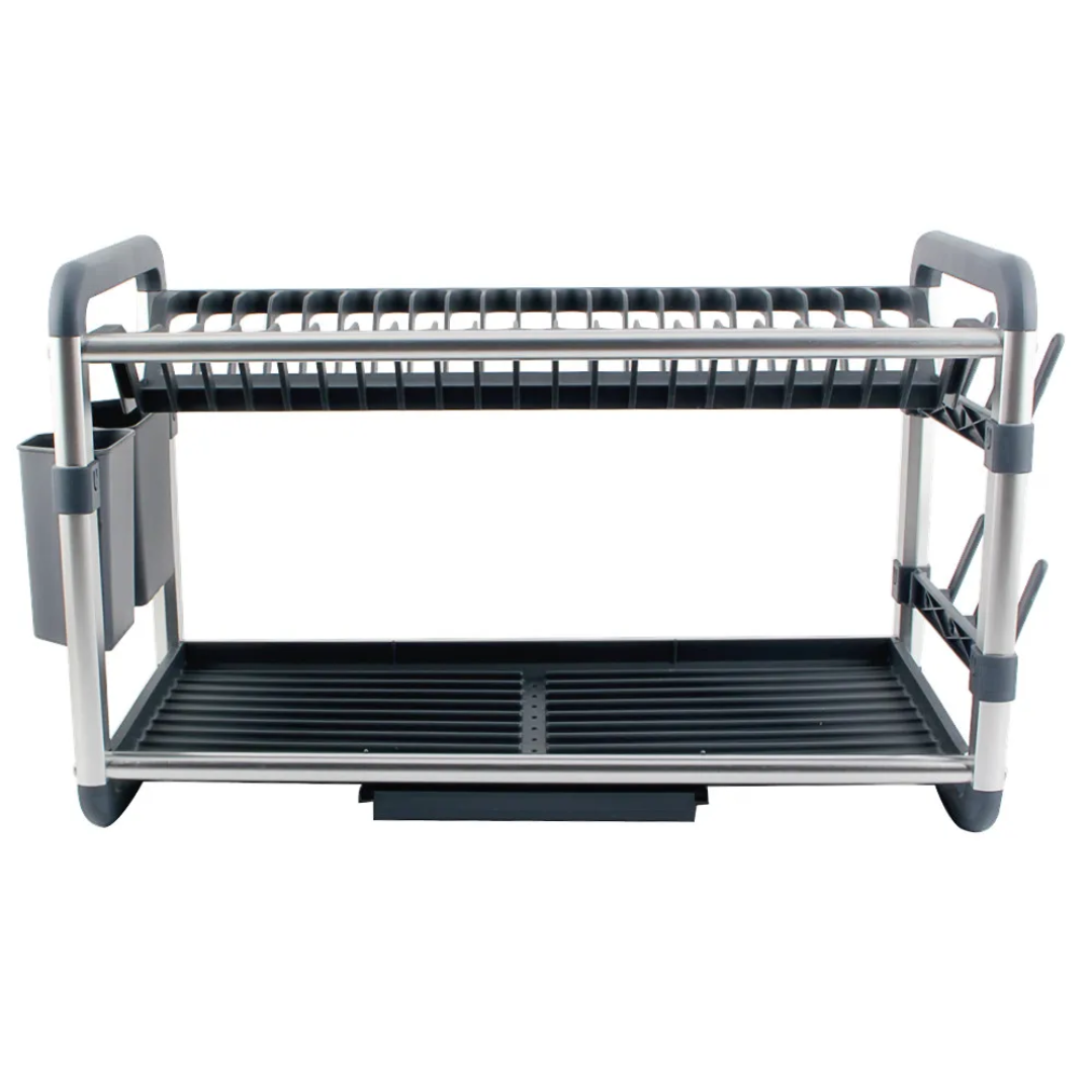 Premium Quality 2-Tier Aluminium Dish Drainer 60.9×34.2×26.7cm