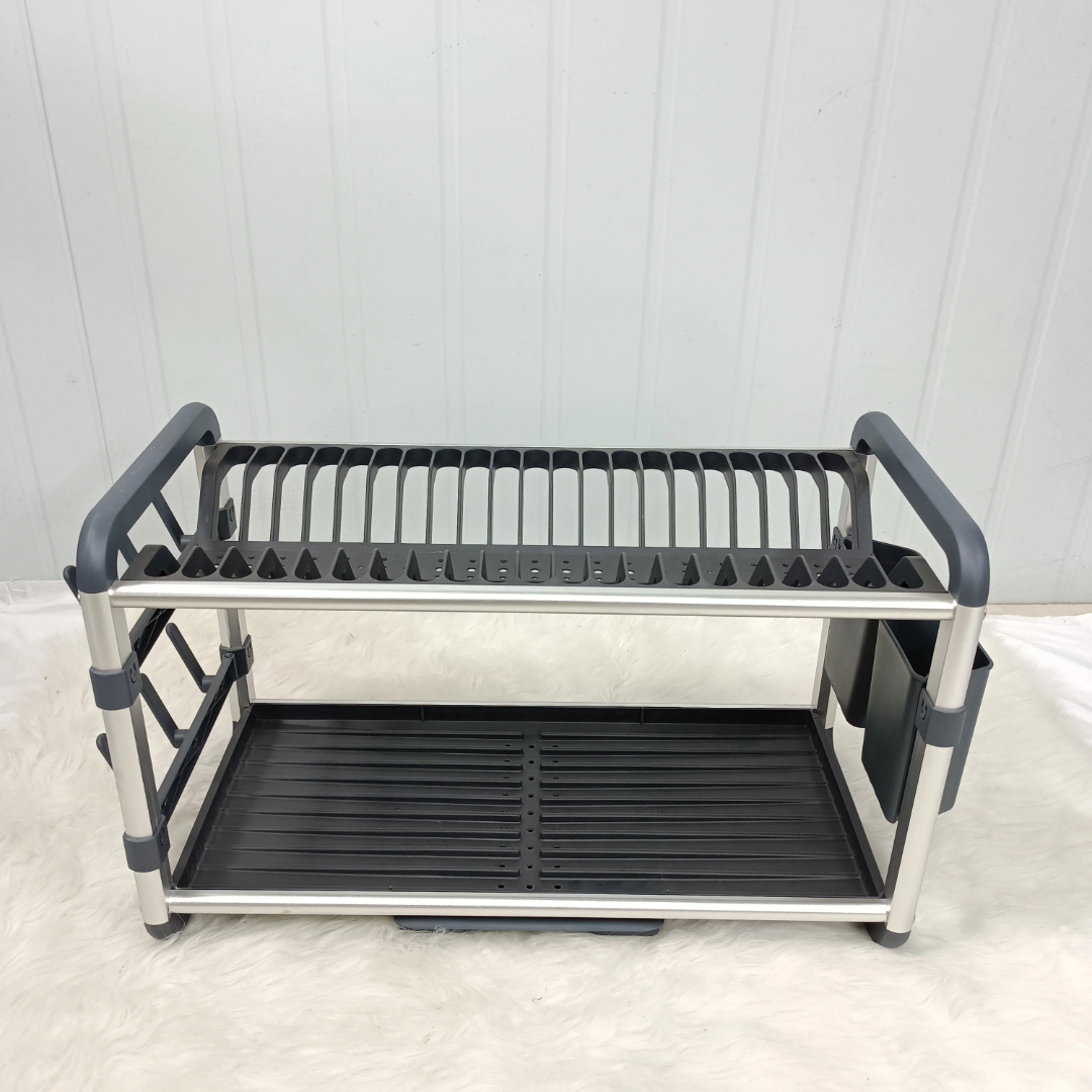 Premium Quality 2-Tier Aluminium Dish Drainer 60.9×34.2×26.7cm