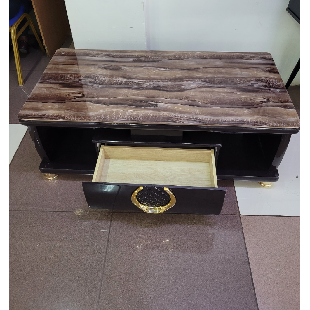 Product Title Modern Rectangular Coffee Table with Drawer and Marble-Look Top