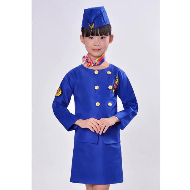 Professional Children’s Air Hostess Cosplay Costume – Flight Attendant Fancy Dress Kids Essentials Costume Sets