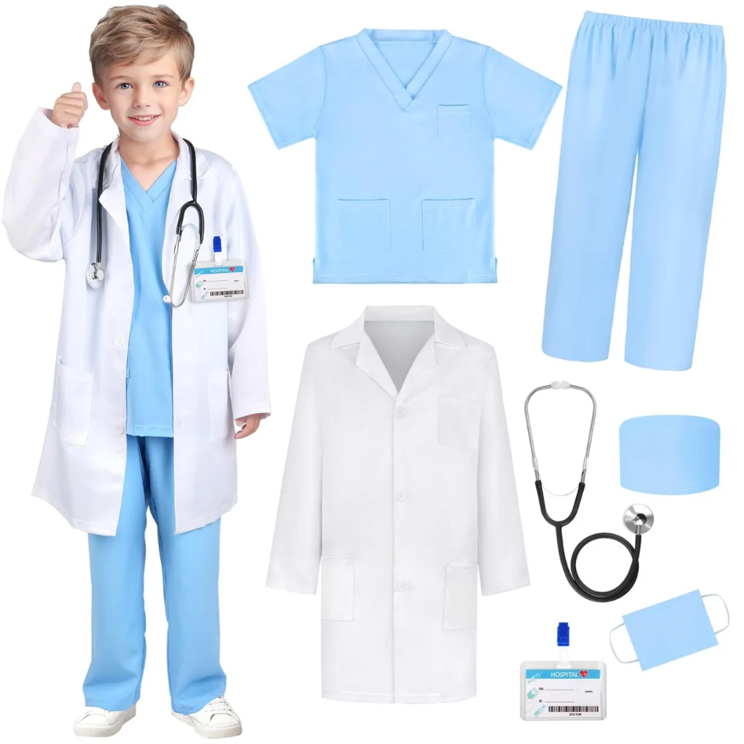 Professional Children's Doctor Costume with Full Accessories Set for Cosplay and School Curriculum