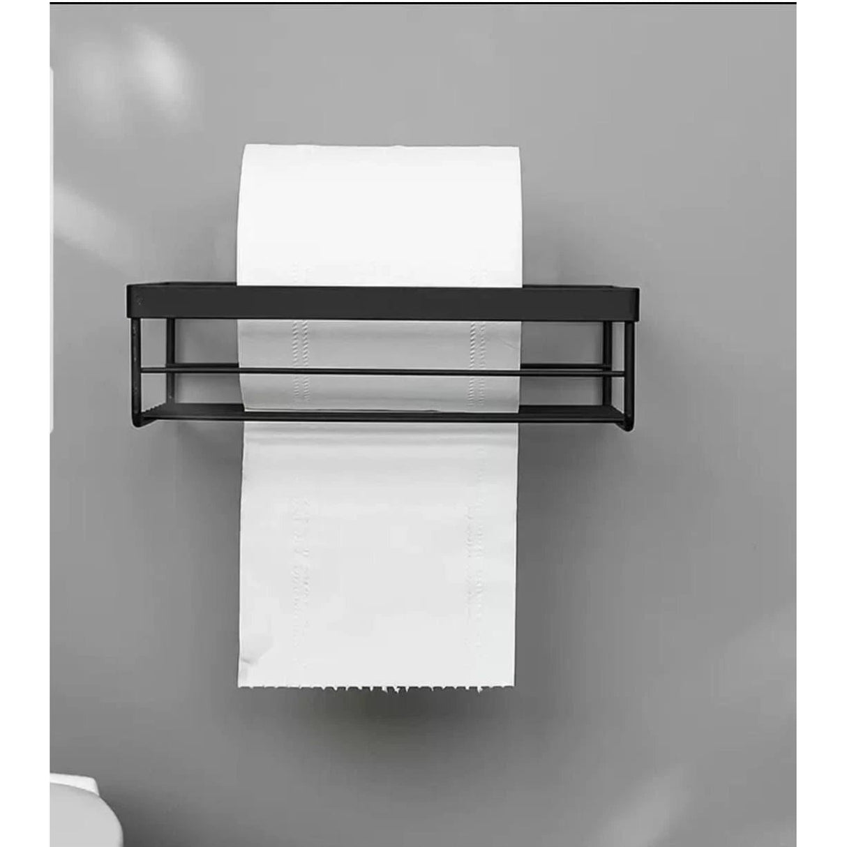 Punch Free Storage Rack for Toilet Paper & Towel Box | Strong Adhesive 18.5cmx14cmx5.5cm Bathroom Accessories Toilet Paper Holders