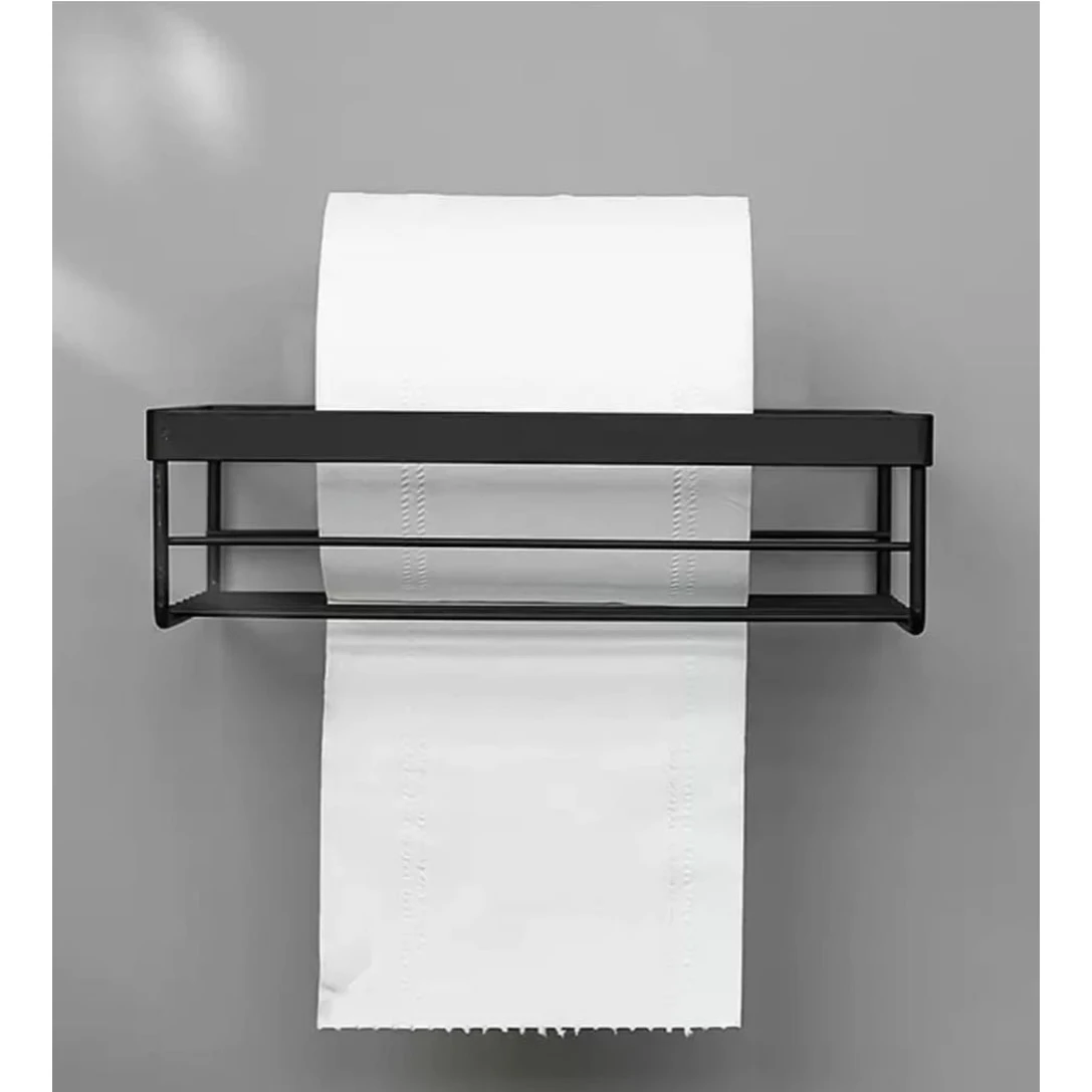 Punch Free Storage Rack for Toilet Paper & Towel Box | Strong Adhesive 18.5cmx14cmx5.5cm Bathroom Accessories Toilet Paper Holders
