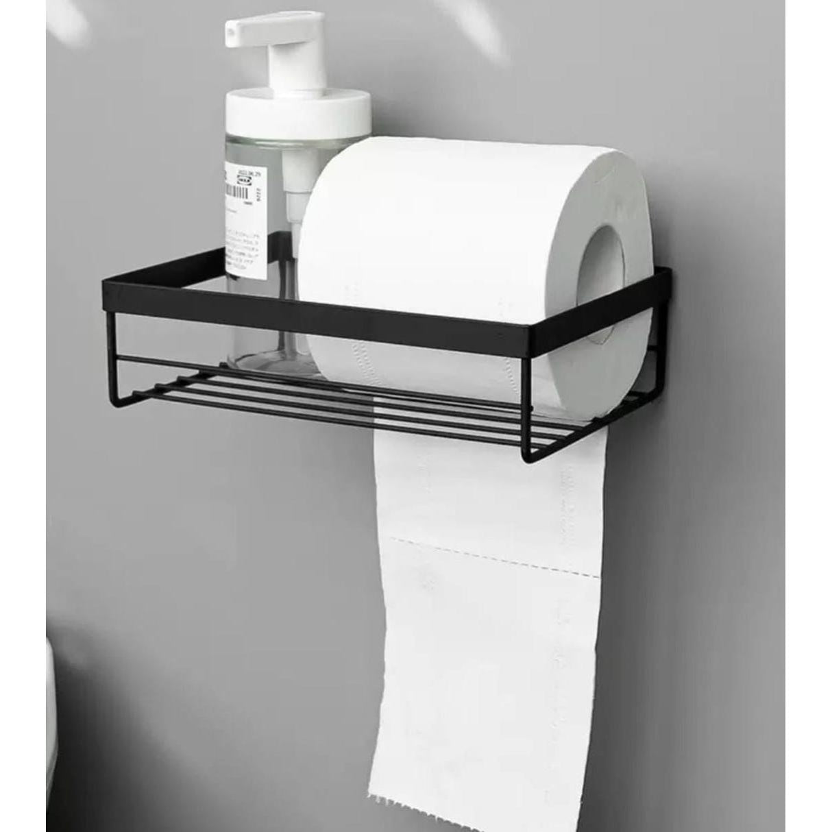 Punch Free Storage Rack for Toilet Paper & Towel Box | Strong Adhesive 18.5cmx14cmx5.5cm