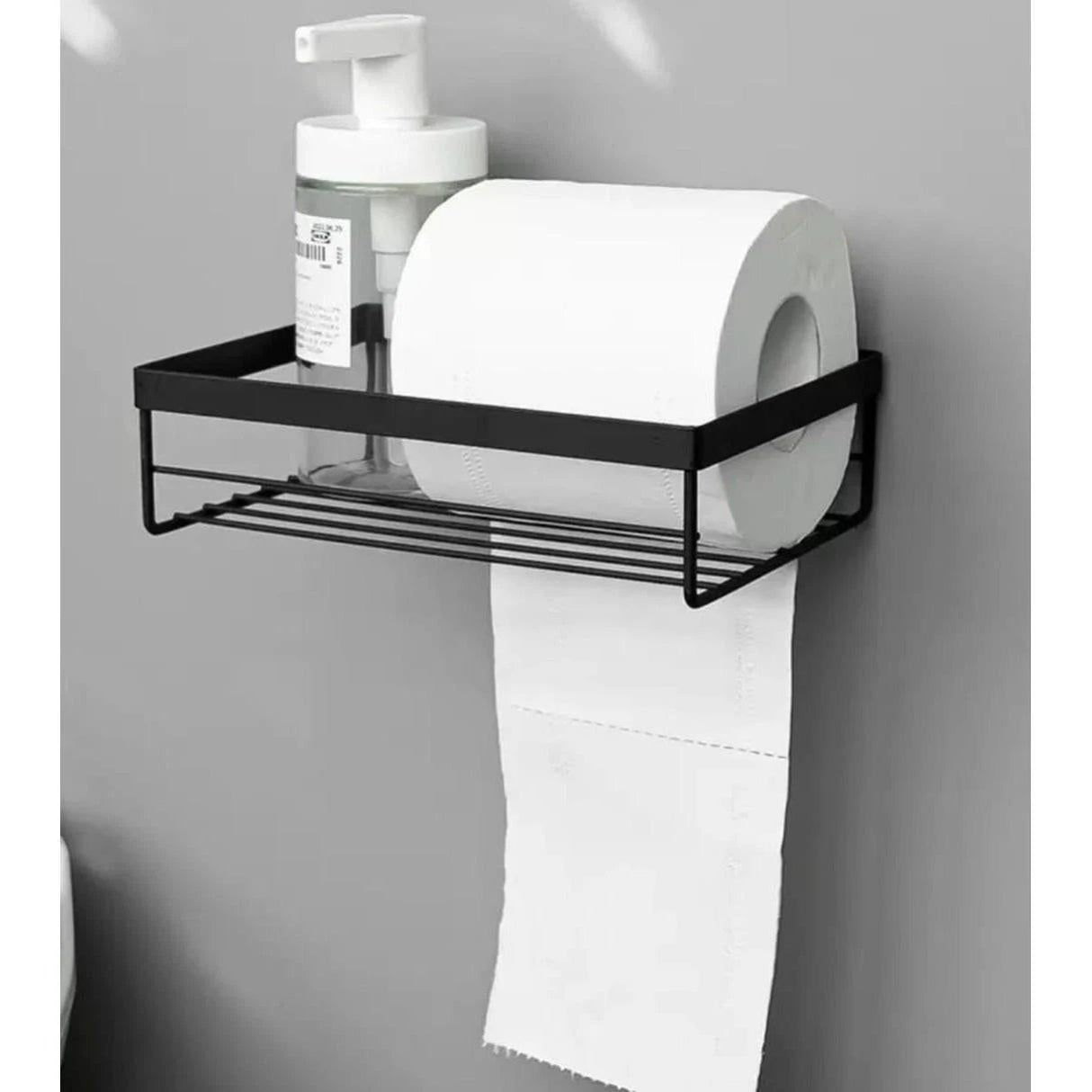 Punch Free Storage Rack for Toilet Paper & Towel Box | Strong Adhesive 18.5cmx14cmx5.5cm Bathroom Accessories Toilet Paper Holders