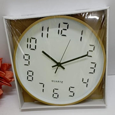 Quartz Wall Clock – 30cm Diameter with Gold Ring