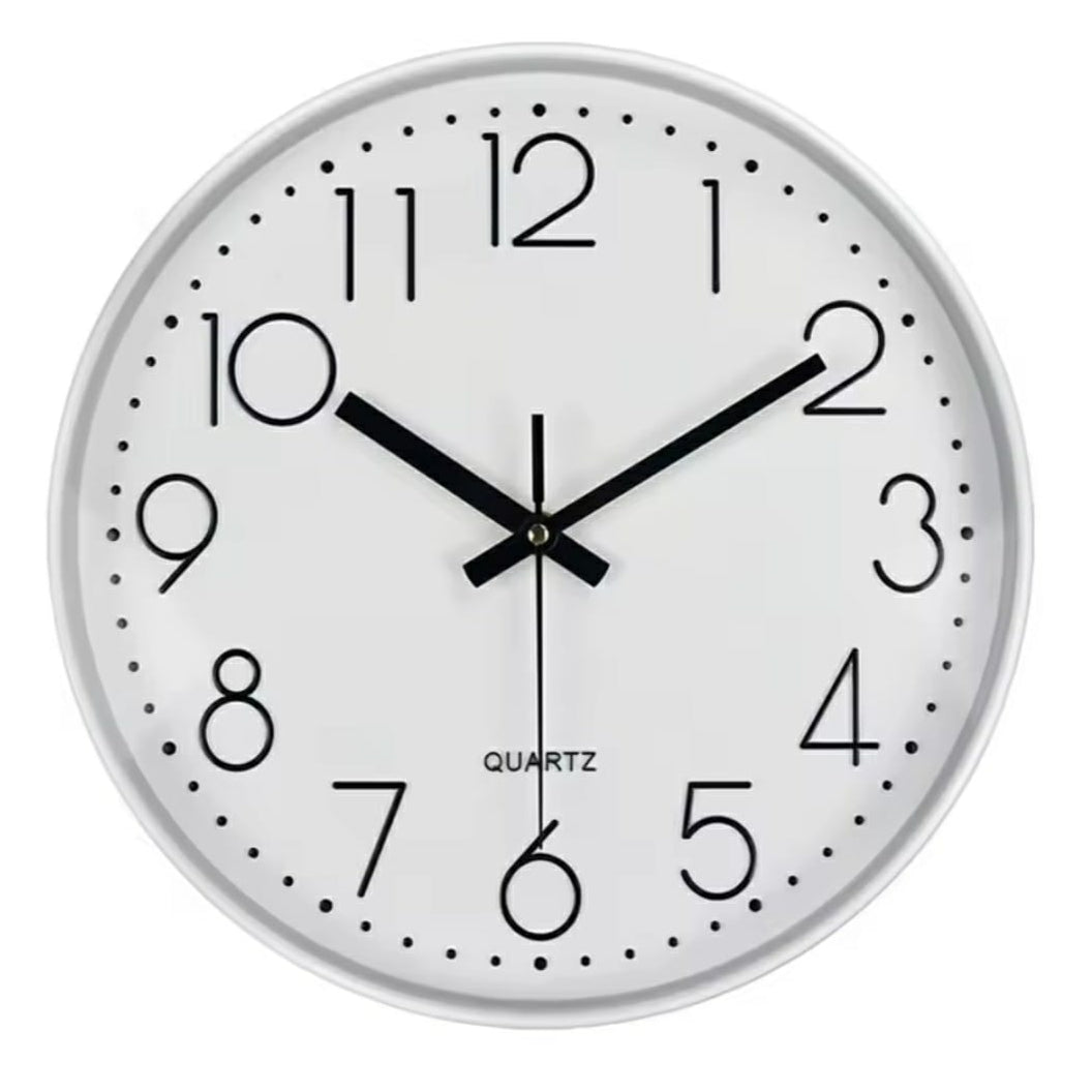 Quartz Wall Clock – 30cm Diameter with Gold Ring