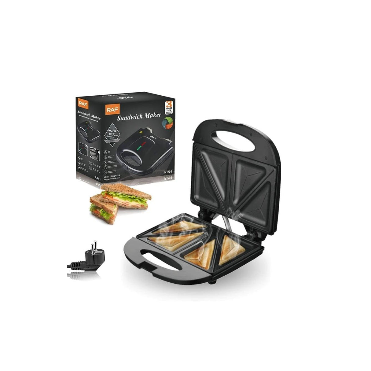 RAF 750W Double Sided Heating Mini Electric Sandwich Maker | Non-Stick, Easy Clean | Ideal for Breakfast & Snacks