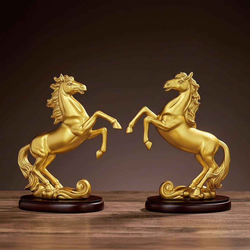 Rearing Horse Gold Decor | Elegant Home Accent - Two Designs Available Living Room Decor Figurines