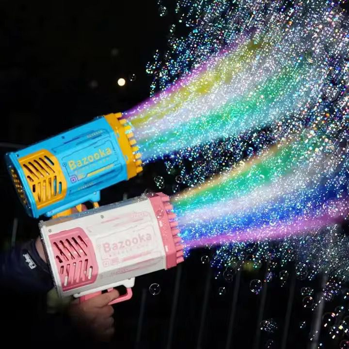 Rechargeable Bubble Gun for Outdoor Fun Available in Pink Purple Blue