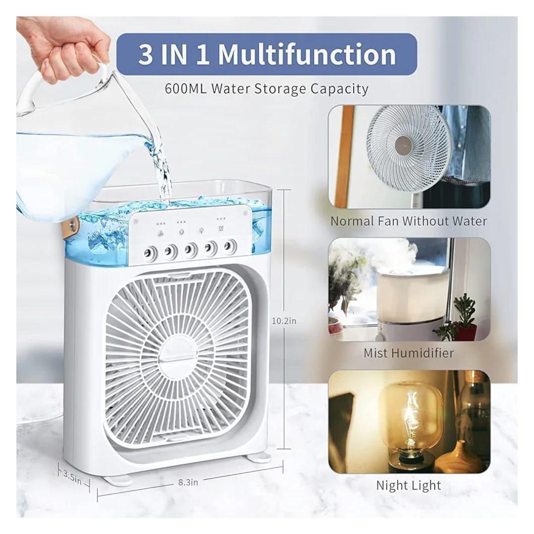 Rechargeable Portable Humidifier Air Cooler Fan with LED and Timer 600m
