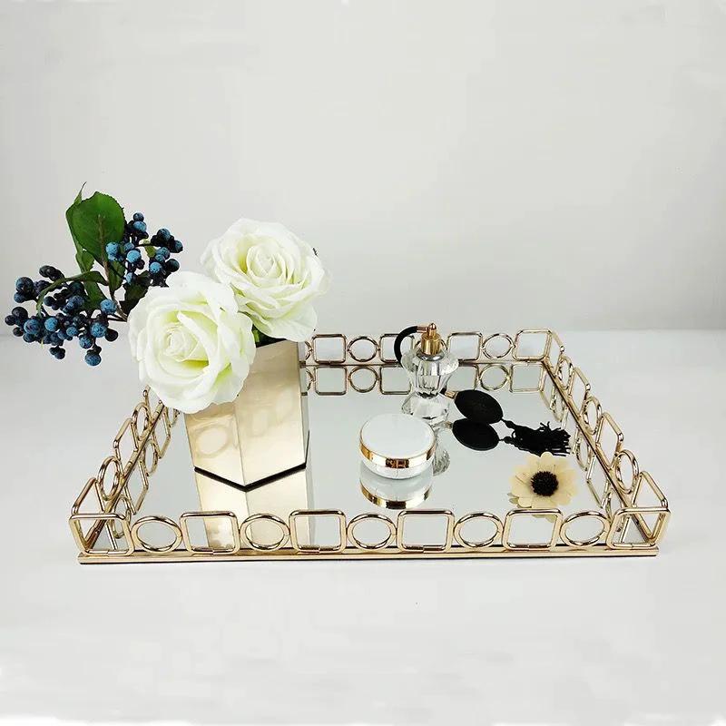 Rectangular European Style Decor Vanity Tray | Nordic Golden Organizer Decorative Trays