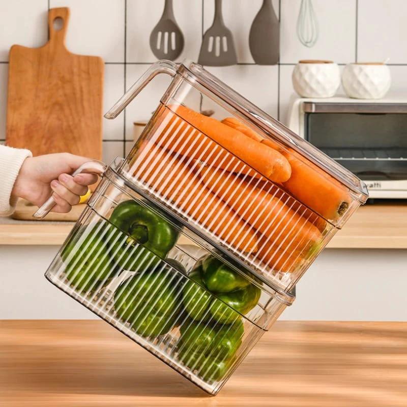 Refrigerator Transparent Clear Storage Box with Lid Food Grade PET Kitchen Organizer for Fruits Vegetables & Freezer Use Storage Containers Food Storage Containers