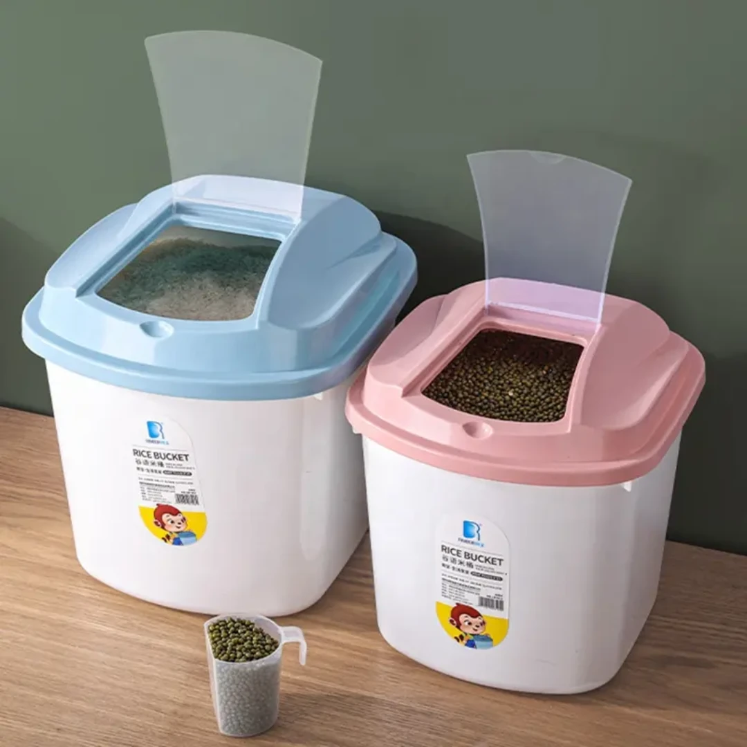 Rice Storage Bucket 10kg Capacity with Lid Available in Blue and Pink Food Storage Containers
