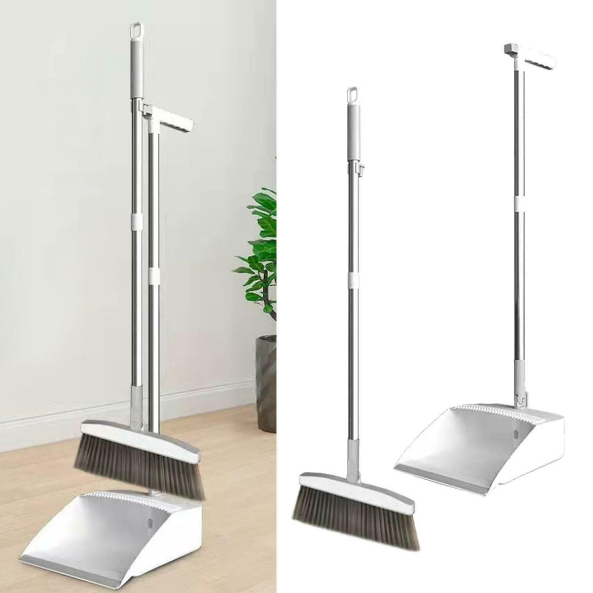 Rotating Long Broom and Dustpan Set with 360° Broom Handle