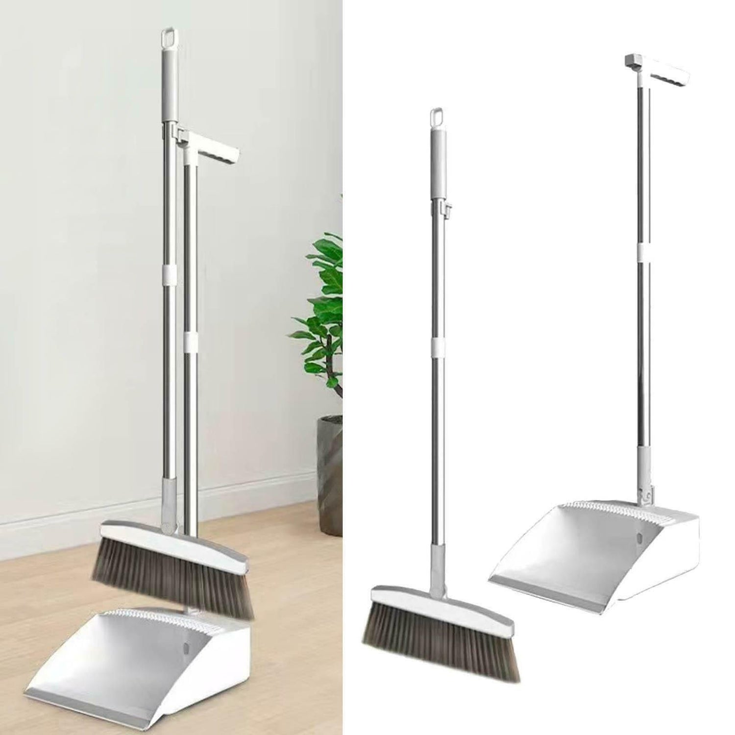 Rotating Long Broom and Dustpan Set with 360° Broom Handle