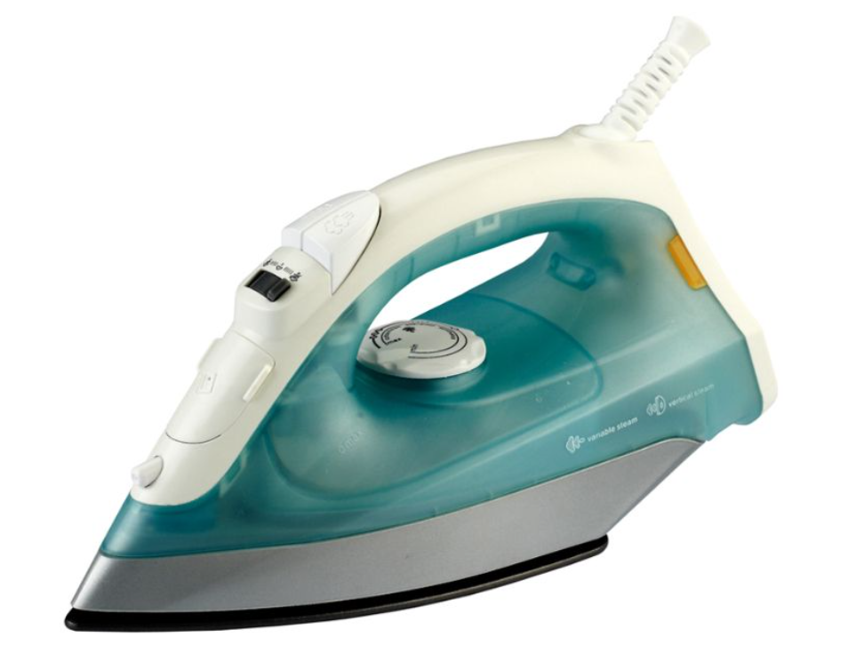 Green and White Steam Iron RM/306 – 1200W Non-Stick Soleplate with Dry, Spray & Steam Functions