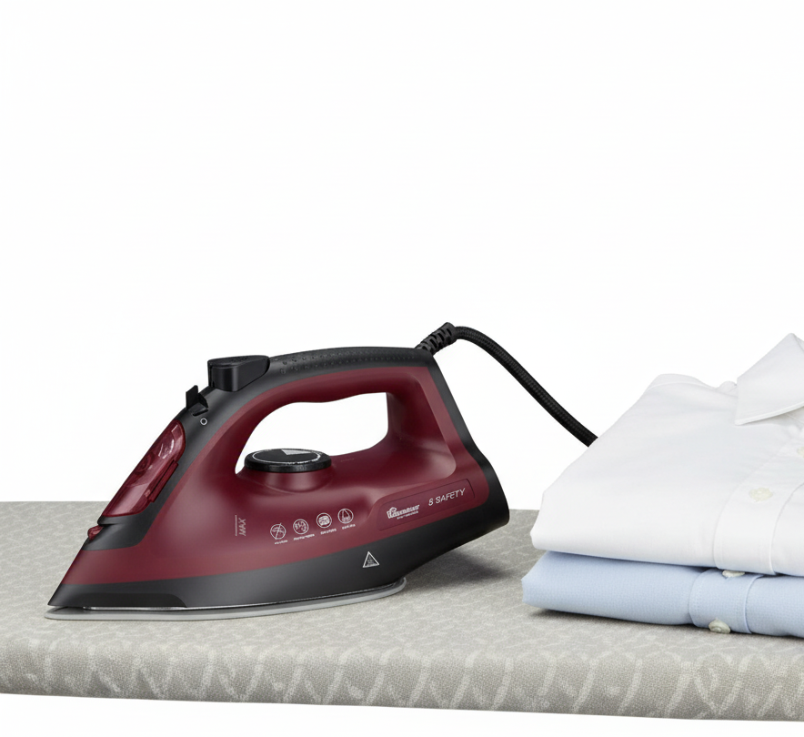 Red Steam Iron RM/584 – 2400W Non-Stick Soleplate with Spray & Dry Iron Function