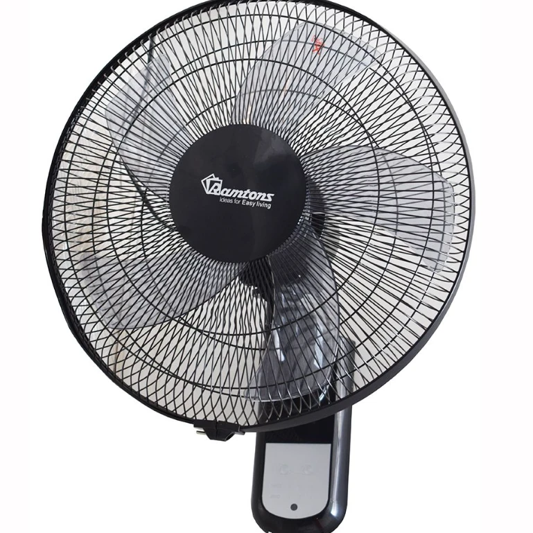 Black Wall Fan 16" 3 Speed with Remote - RM/676 Home Appliances Wall Mount Fans