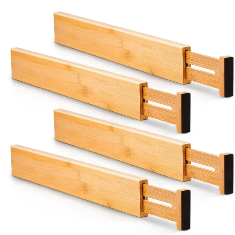 Multifunctional Bamboo Drawer Dividers Set of 4 Home & Organization Flatware Trays