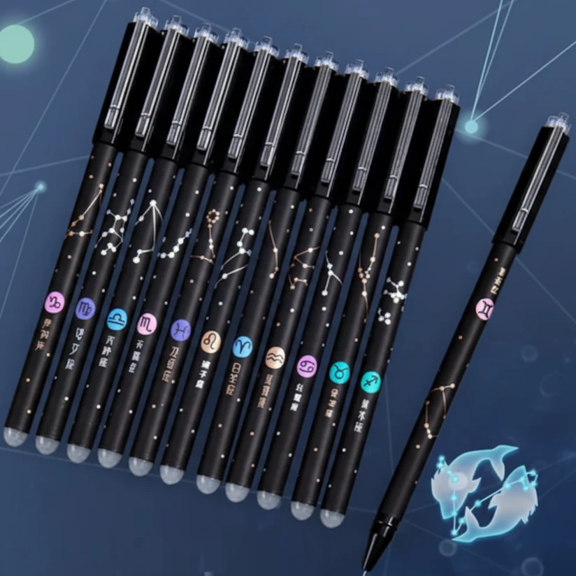 12 Set Erasable Gel Pens 0.5mm Stationery Gel Pens