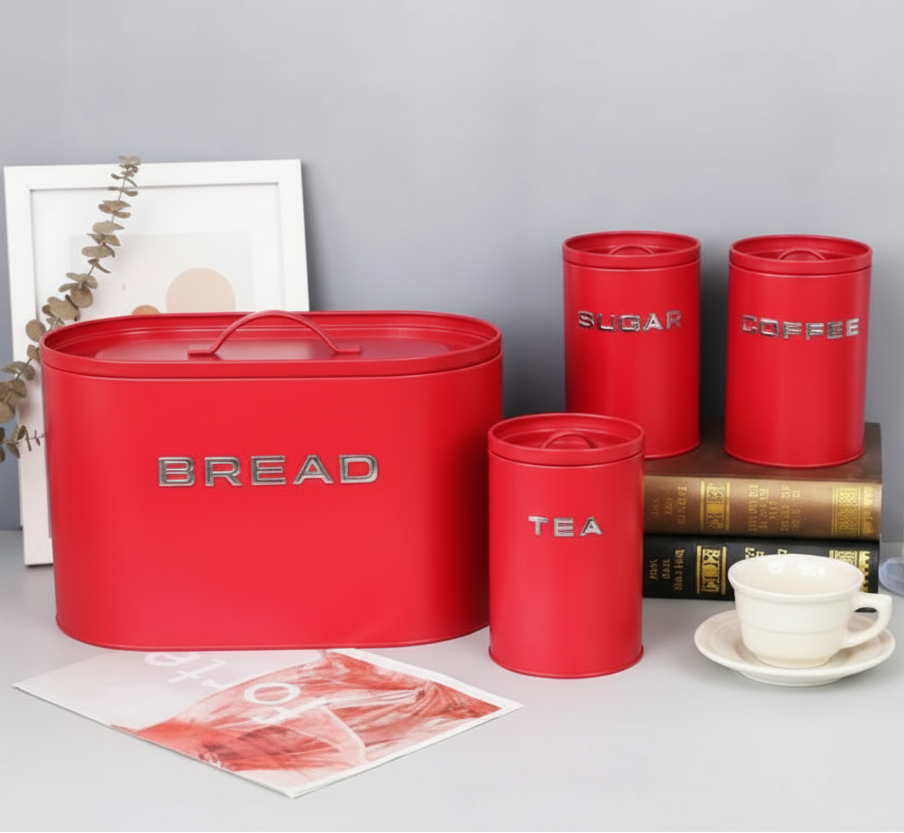 Unique and Elegant Bread Storage Bin with 3 Piece Canisters