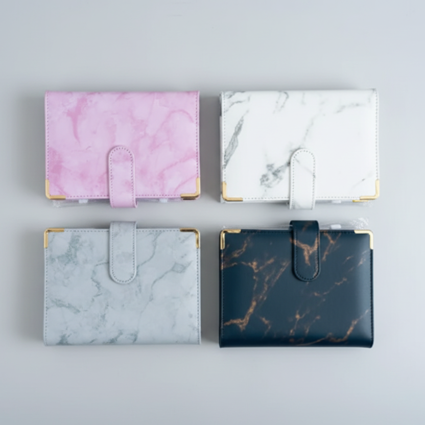 A6 Budget Planner Notebook PU Leather Binder with Zipper Pockets