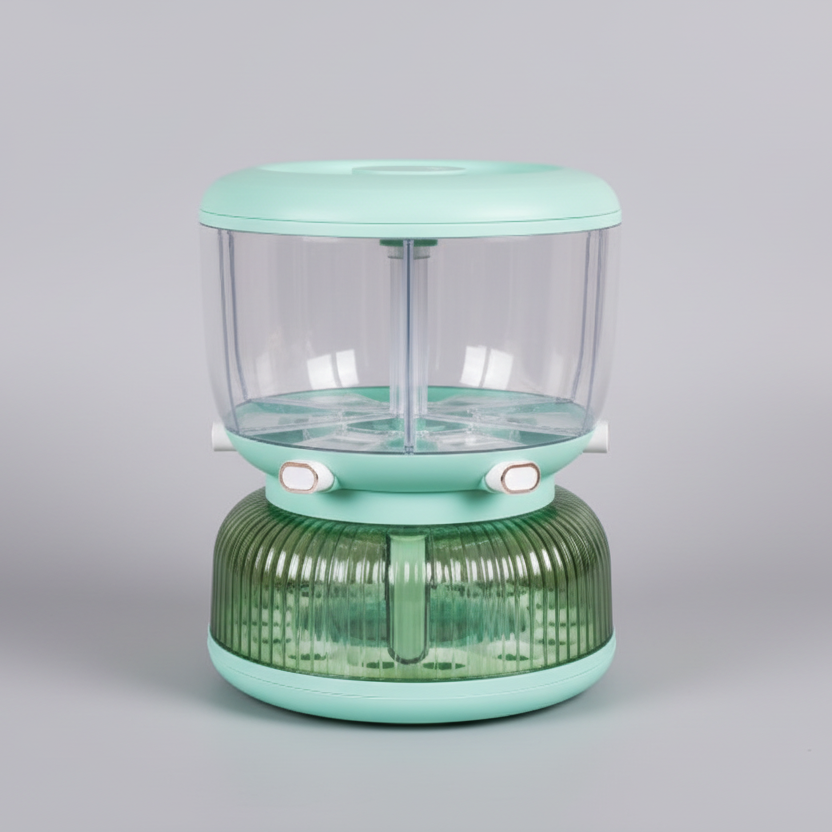 2 in 1 Partitioned Air Tight Rotating Cereals Dispenser with Egg Holder