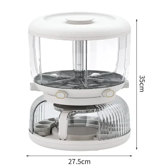2 in 1 Partitioned Air Tight Rotating Cereals Dispenser with Egg Holder Kitchen & Dining Food Storage Containers