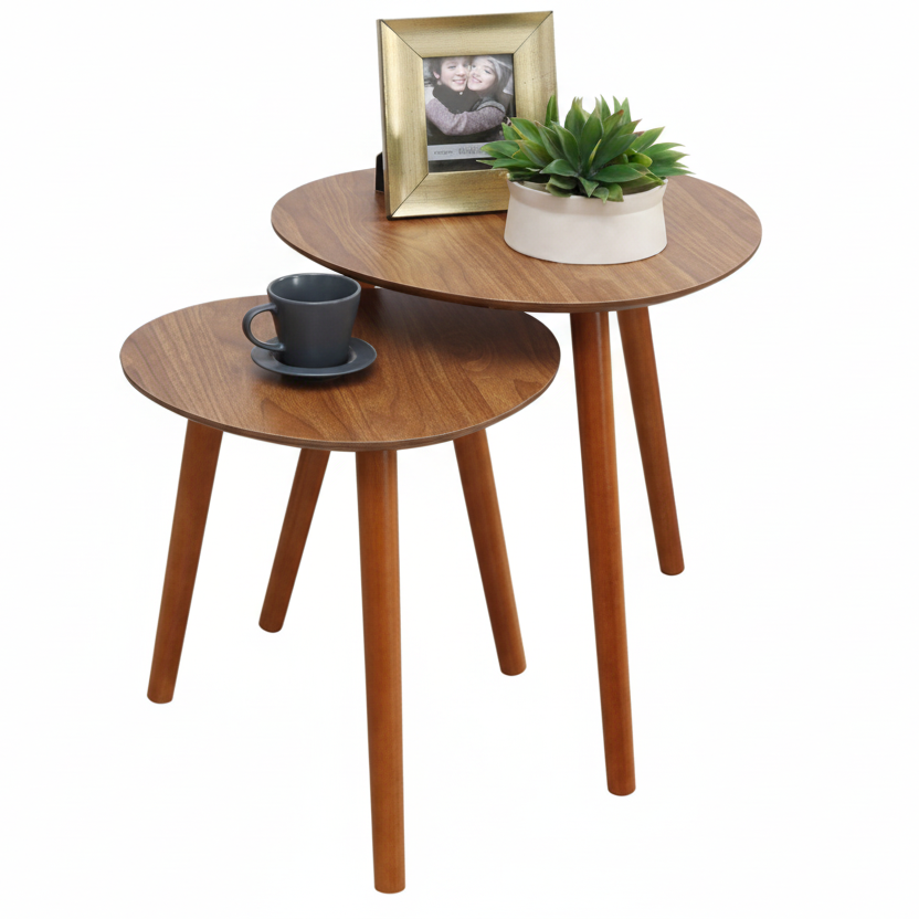 2pc Set Coffee Table Solid Wood Nesting Tables