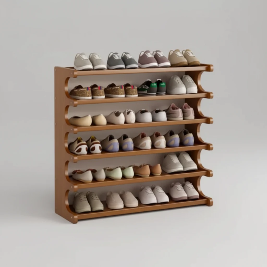 6 Layer Bamboo Shoe Rack Holds 30-36 Pairs Home & Garden Shoe Racks