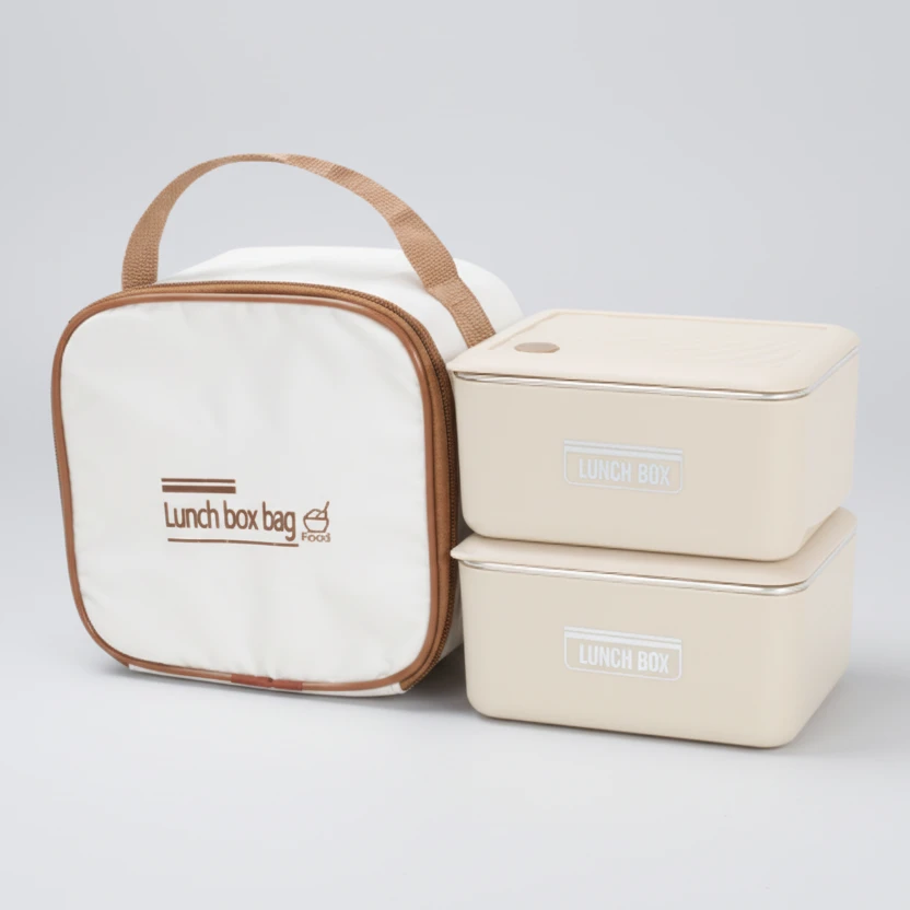 4 in 1 Lunch Insulated Set 3 Boxes with Lunch Bag Kitchen & Dining Lunch Box Sets