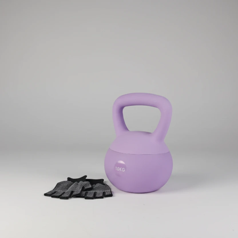 Soft Kettlebell 10kg Home Gym Fitness with Gloves Purple Sports & Fitness Kettlebells